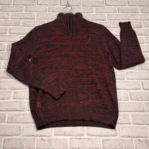 Kangol 1/4 Zip Sweater Red and Black‎ Heathered 50% Cotton Kangaroo Men's M
